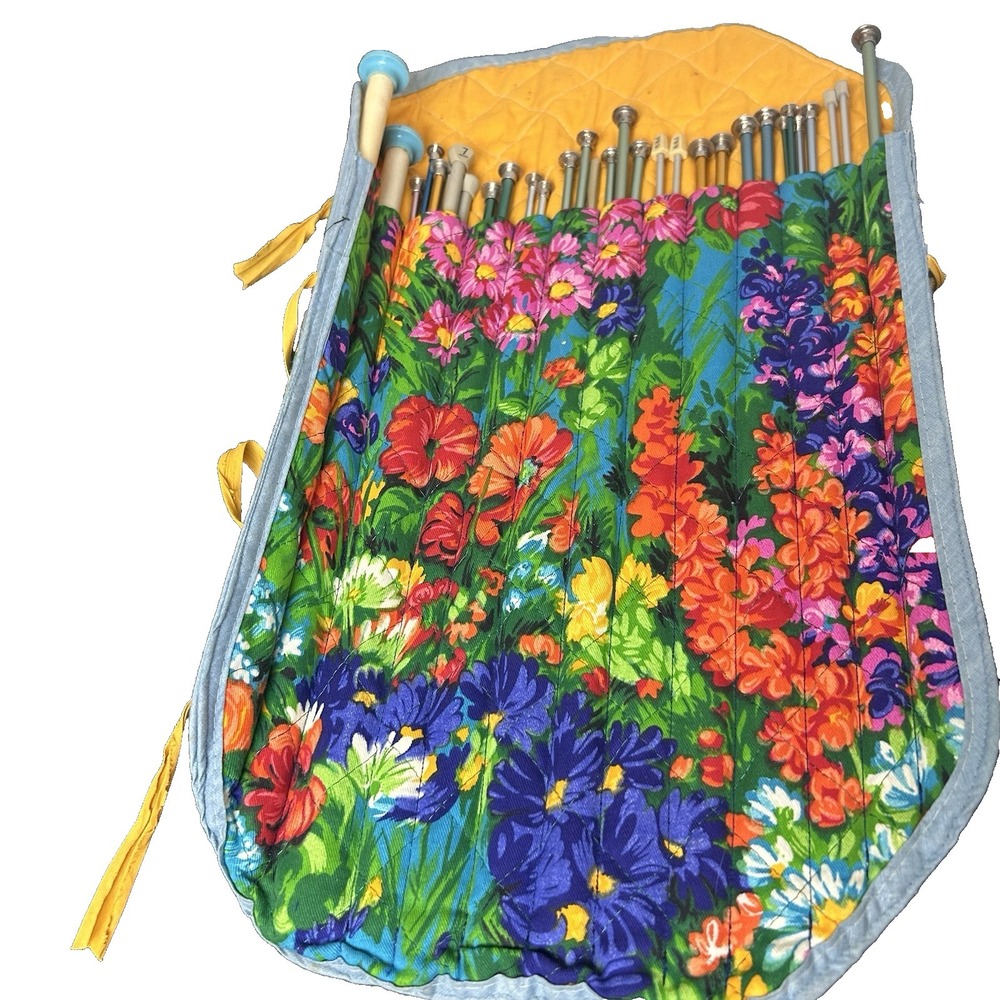 Vtg  Boye Susan Bates Knitting Needles mixed Ones Most Aluminum Lot Floral Case